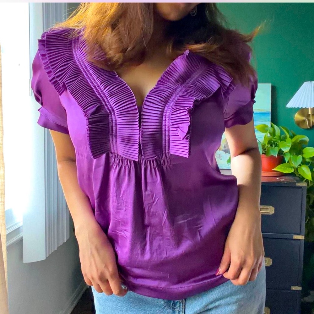 Y2K Pure Silk Purple Blouse